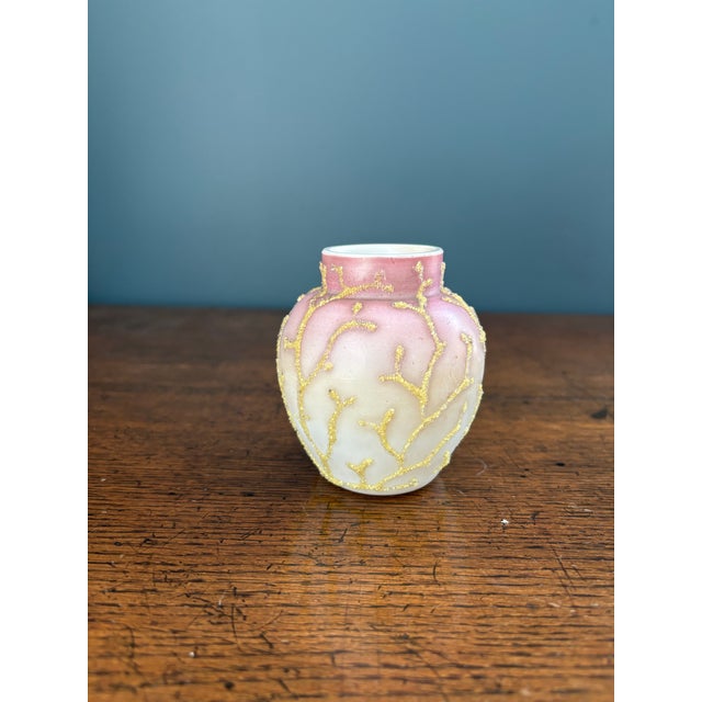 Stunning Antique Coralene Vase Collection Set of 3 For Sale - Image 10 of 12