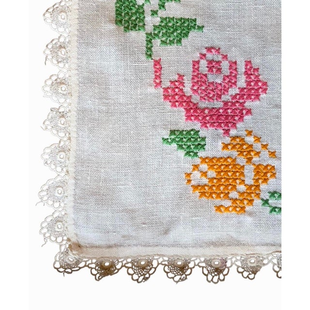 1960s Vintage Peacock Embroidered Tapestry Art Cloth Panel For Sale - Image 5 of 12