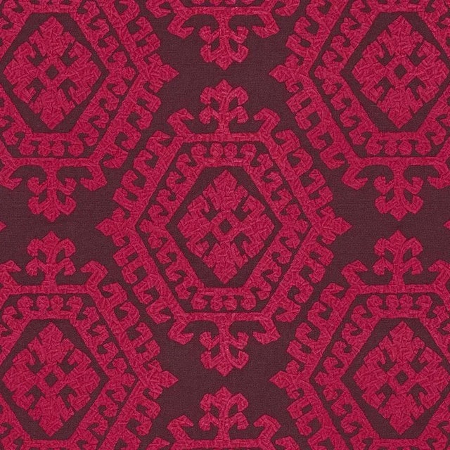 Sample - Schumacher Omar Embroidery Fabric in Berry For Sale