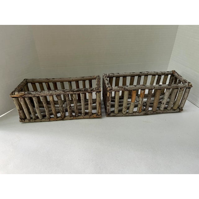 Antique Twig Baskets a Pair For Sale - Image 4 of 8