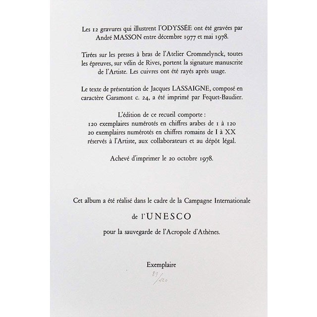 Modern Andre Masson 25x19in Etching Hand Signed & Numbered "Penelope" * with Frame For Sale In Atlanta - Image 6 of 10