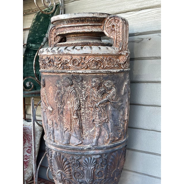 Stone Pair Late 19th Century Monumental Neoclassical Amphora Garden Urns - Set of 2 For Sale - Image 7 of 12