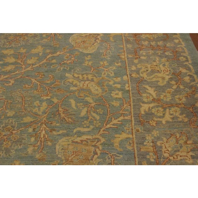 1990s 1990s Shabby Chic Kafkaz Lt. Blue/Lt. Gray Hand-Knotted Rug - 8'0 X 9'11 For Sale - Image 5 of 8