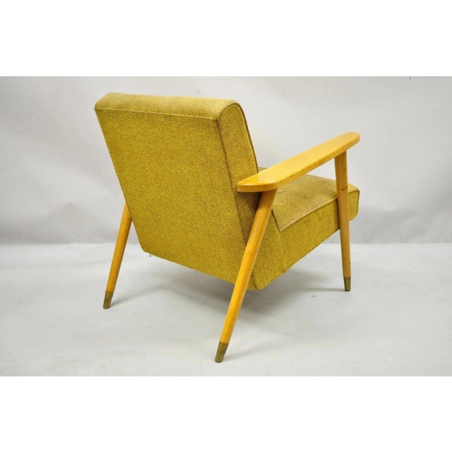 Mid-Century Modern Vintage Mid Century Modern Blonde Wood Paul McCobb Style Paddle Arm Lounge Chair For Sale - Image 3 of 12