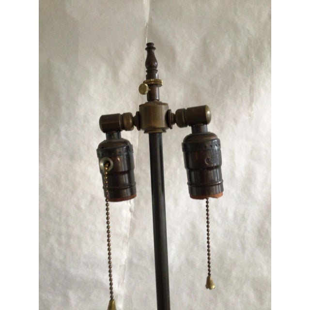 1900s Bronze Chinese Table Lamp With Embossed Bird and Floral Motifs For Sale - Image 9 of 9