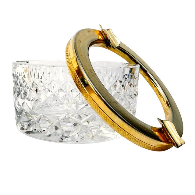 1950s Vintage French Baccar Diamond-Cut Crystal Ashtray With Gilded Rim For Sale - Image 5 of 7