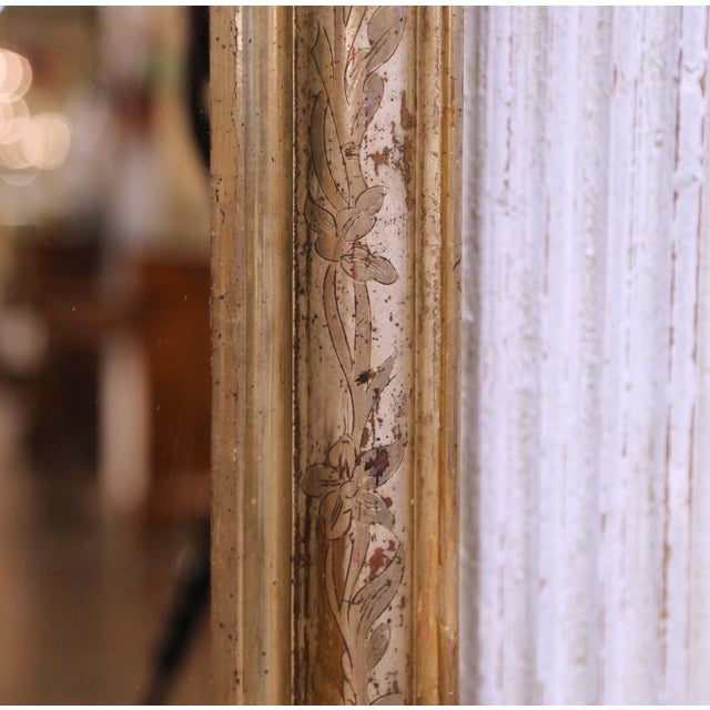 19th Century French Louis Philippe Silver Leaf Mirror With Gilt Accents For Sale - Image 4 of 7