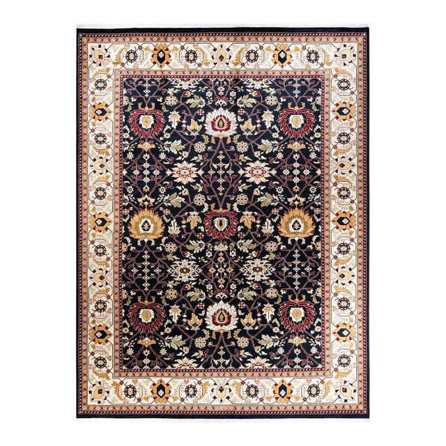Mogul, One-of-a-Kind Hand-Knotted Area Rug in Black, 9' 1" x 12' 1" For Sale