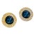 Vintage Monet Gold-Tone Earrings With Blue Cabochon and Rhinestone Accents, A Pair For Sale
