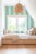 Mint Clubhouse Stripe Grasscloth Wallpaper by House Party | Wisteria Blue & Mint Julep | 8 Yards For Sale - Image 8 of 11
