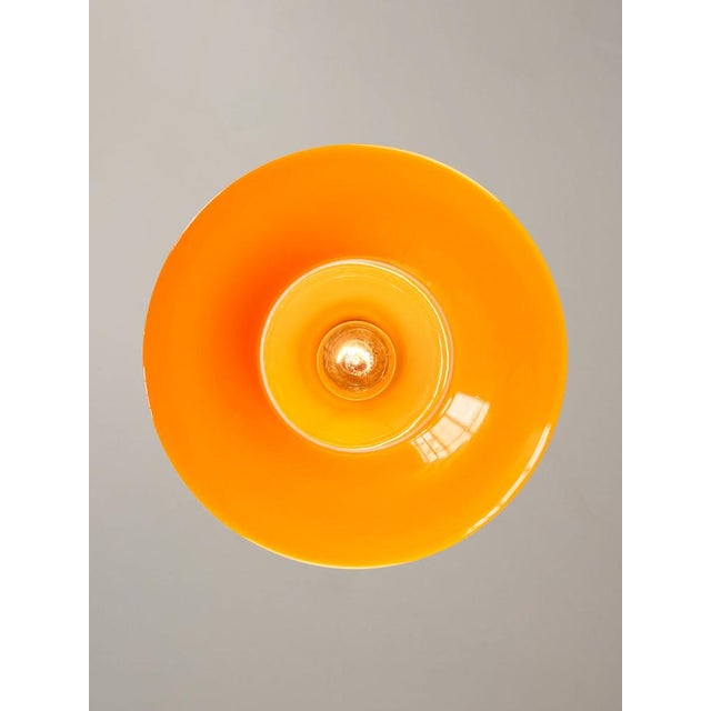 Mid-Century Modern Italian Pendant Lamp in Orange Glass and Brass For Sale - Image 9 of 18