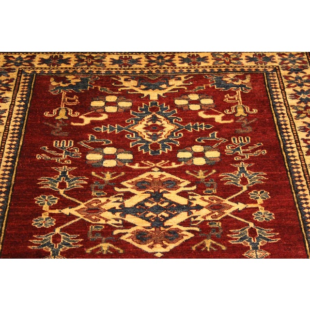 1980s Rustic Super Kazak Red/Gold Wool Rug - 4'0'' X 5'7'' For Sale - Image 5 of 10