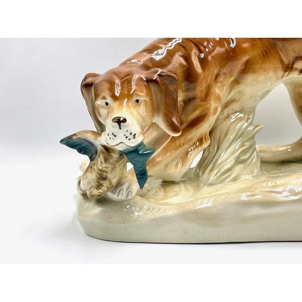 【大型】 Dux ロイヤルデュックス 犬 陶器置物 ハンティングドッグ large-hunting-dog-with-duck-