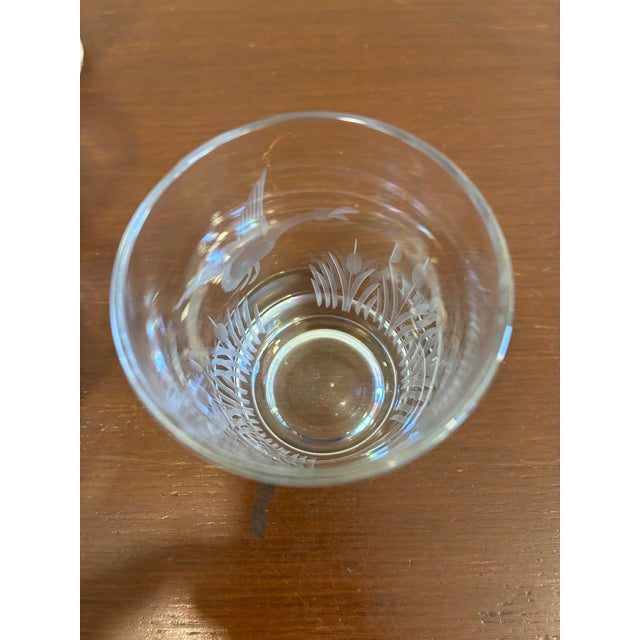 Vintage Federal Glass Etched Waterfowl Juice Glasses – Set of 6 For Sale - Image 11 of 11