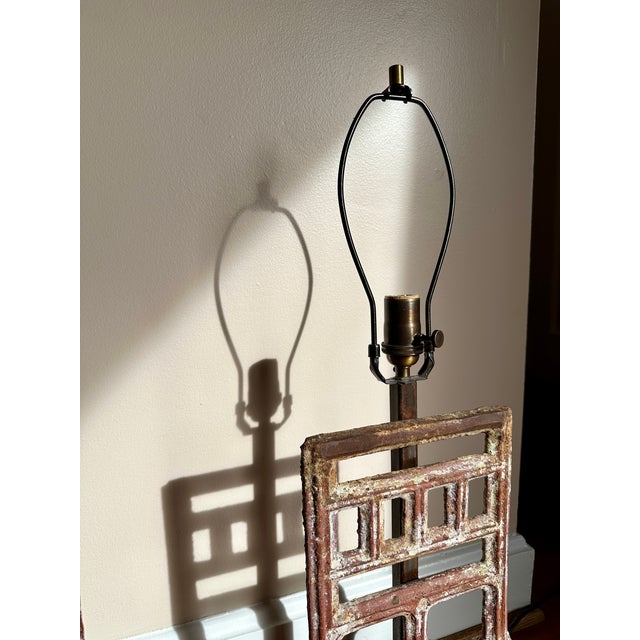 19th Century French Cast-Iron Architectural Antique Table Lamps, Pair For Sale - Image 5 of 16