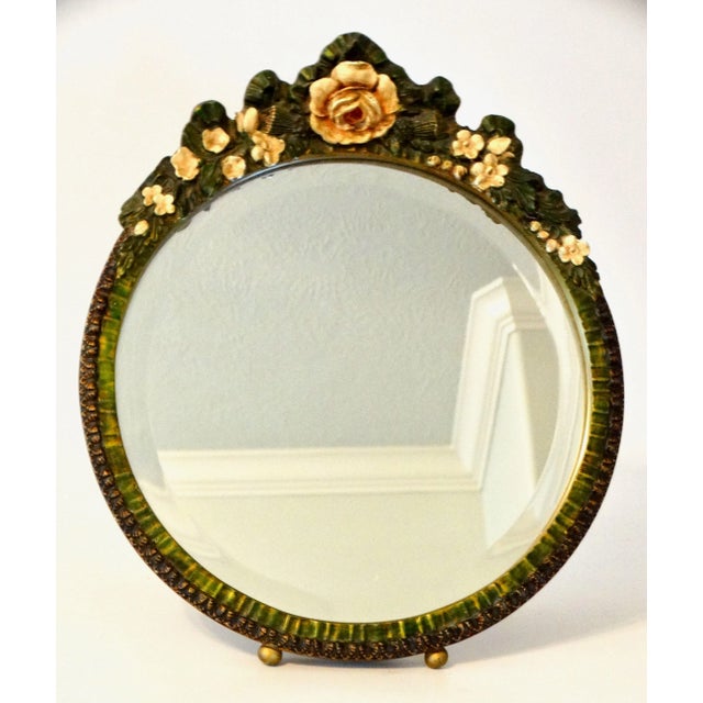 1930's English Barbola Dressing Table Mirror For Sale - Image 4 of 8