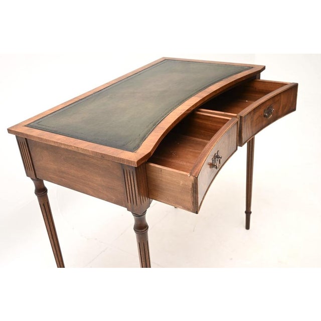 Walnut Leather Top Concave Desk, 1930 For Sale - Image 11 of 12