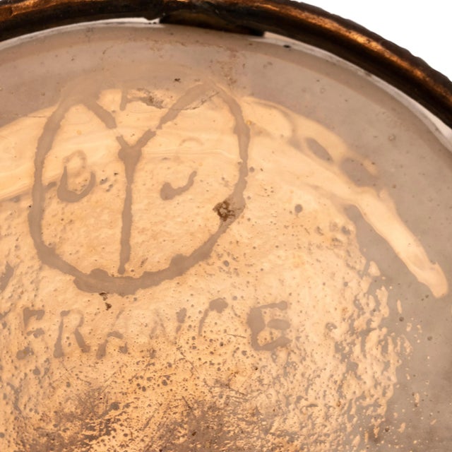 Metal Antique French Art Deco Glass & Iron Vase Charles Schneider Edgar Brandt 1920 For Sale - Image 7 of 9