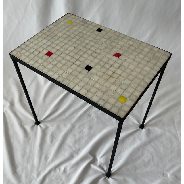 1950s Floris Fiedeldij for Artimeta Attributed 1950's Glass Mosaic Top and Iron Nesting Tables For Sale - Image 5 of 10
