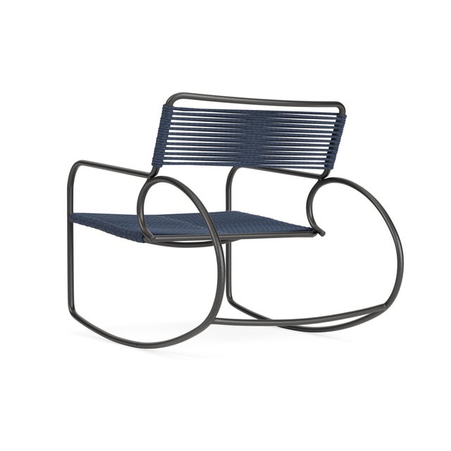 Not Yet Made - Made To Order Brown Jordan Walter Lamb Rocking Chair, Textured Pewter frame with Marine fabric For Sale - Image 5 of 12