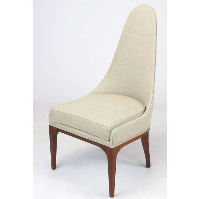 1960s 1960s Set Four Rosewood & Linen Spoon-Back Dining Chairs For Sale - Image 5 of 11