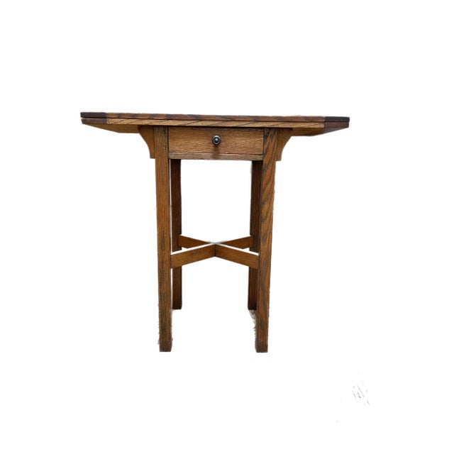Early 19th Century Antique Oak Card Table With Felt Covered Flip Top For Sale - Image 4 of 4
