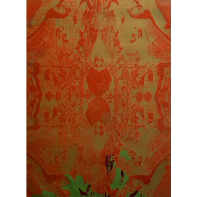 Ted Thomas Hand Signed Fine Art Etching Abstract Red Green 1970s For Sale - Image 4 of 4