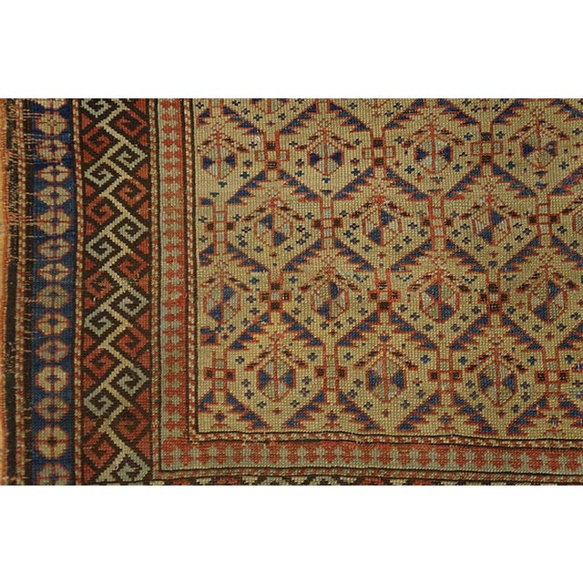 1930s Tan Camel Geometric Tribal Caucasian Shirvan Rug 3' X 4'7" Handknotted Wool Carpet For Sale In New York - Image 6 of 6