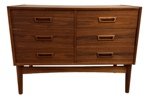 Danish Modern Teak 6 Drawer Low Dresser, Circa 1960s