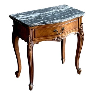 French Louis XV Revival Marble Top Nightstand, 1910s-1930s For Sale