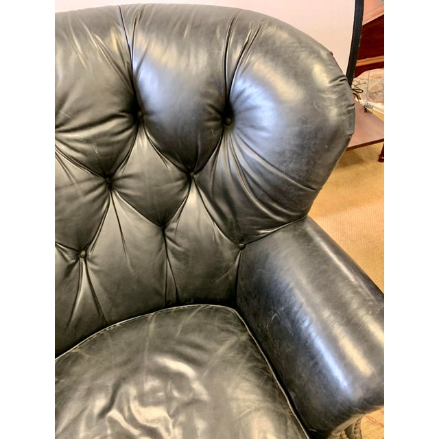 Navy Leather Tufted Chesterfield Club Chair Chairish