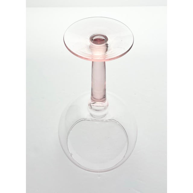 1980s 1980s Vintage Blush Pink Blown Large Balloon Bowl Wine Glasses - Set of 4 For Sale - Image 5 of 5