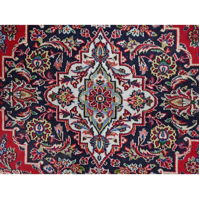 1960 9'10"x13'1" Ketchup Red Hand Knotted Wool Vintage Kishoon Full Pile Oriental Rug For Sale - Image 12 of 12