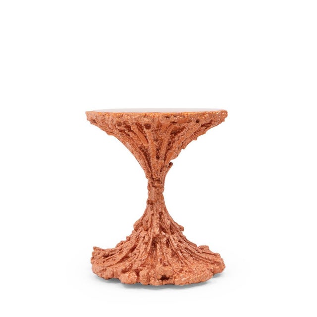 The column side table by chris schanck is a typical example of his signature “alufoil” technique, where aluminum foil is...