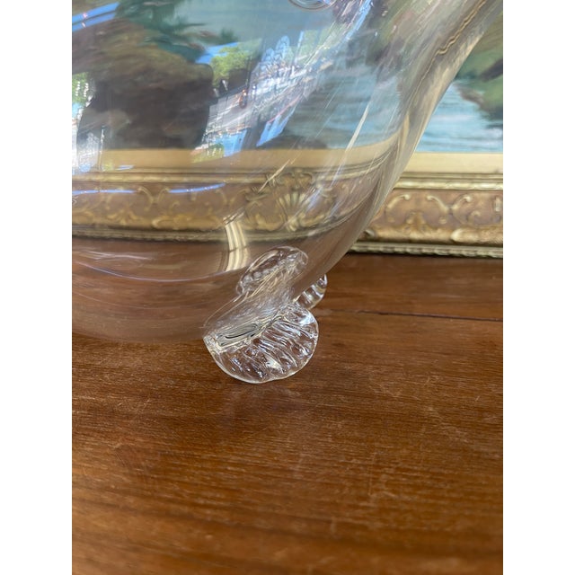 Mid Century Hand-Blown Clear Glass Fish Vase by Blenko Style - Sculptural Studio Art Glass Vessel. For Sale - Image 10 of 10