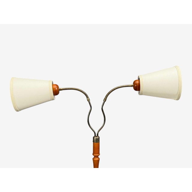 Late 20th Century Markslöjd, Floor Lamp, Light Wood, Metal, Fabric, Sweden, 1990s For Sale - Image 5 of 13