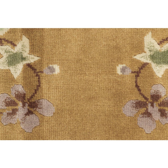 Rug & Kilim’s Chinese Art Deco Rug in Brown and Green With Floral Patterns For Sale In New York - Image 6 of 7