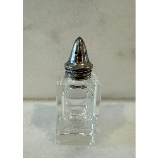 Vintage Sterling Silver and Glass Salt & Pepper Shakers For Sale - Image 4 of 8