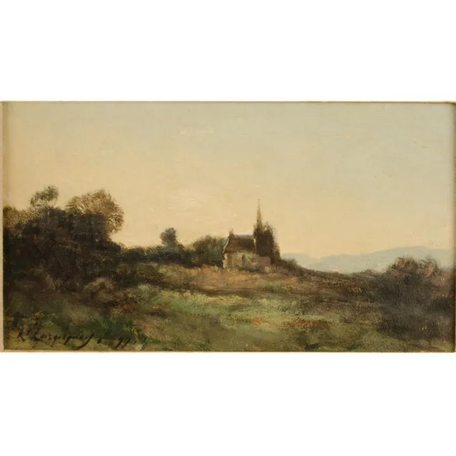 Lonely Church, landscape with church on hill in distance of a field. - Oil on Canvas , signed and dated '11 - Framed...