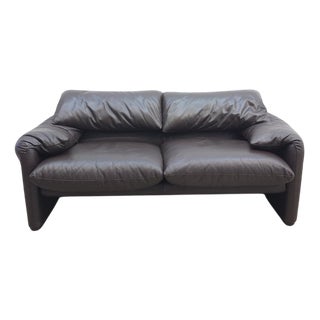 Maralunga Two-Seater Sofa in Leather from Cassina For Sale