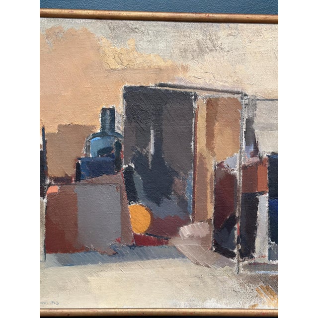 Mid-Century Modern Gustav Adolf Johansson, Blue Bottle and Books, 1962, Oil on Canvas, Framed For Sale - Image 3 of 18