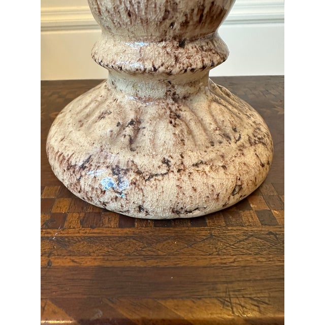 Vintage 5” French Glazed Terracotta Pillar Candleholder For Sale - Image 10 of 14