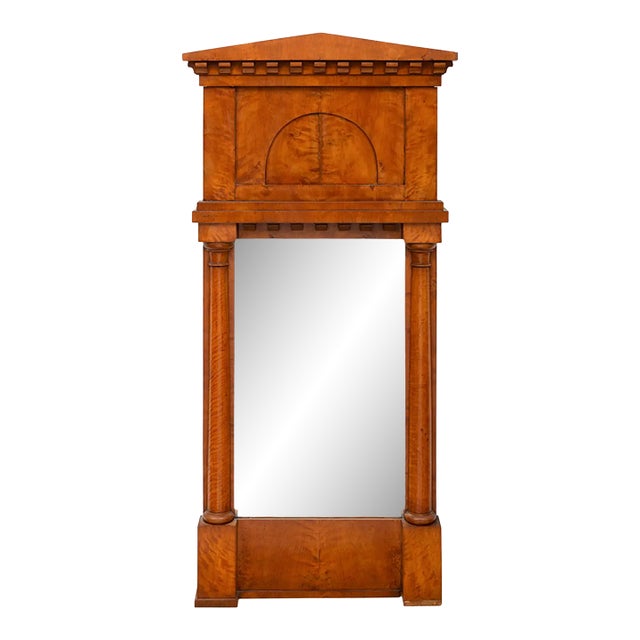 Early 19th Century Biedermeier Walnut Architectural Mirror For Sale