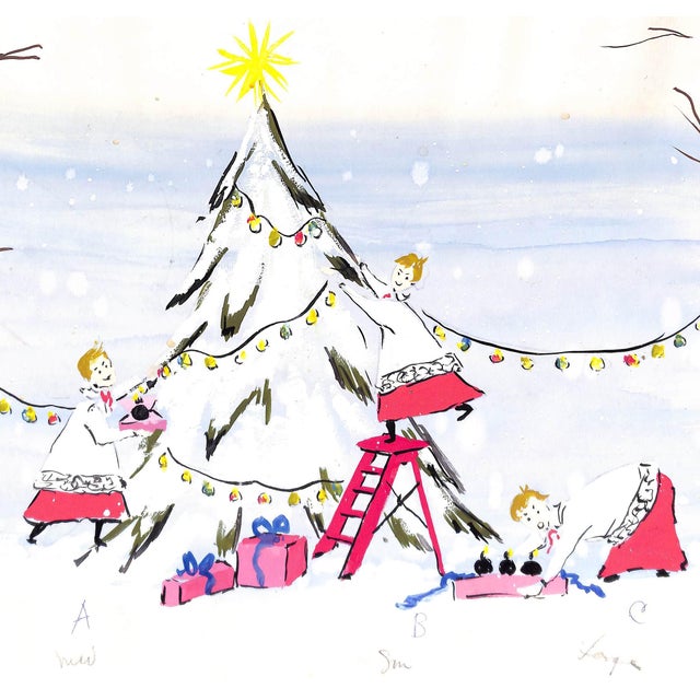 Sz: 14 1/2"H x 23"W Alexander Warren Montel (1921-2002) Fashion illustrator for House of Lanvin Paris in the 1950s...