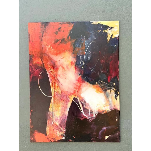 Wood Vintage Abstract Expressionist Oil Painting on Canvas For Sale - Image 7 of 12