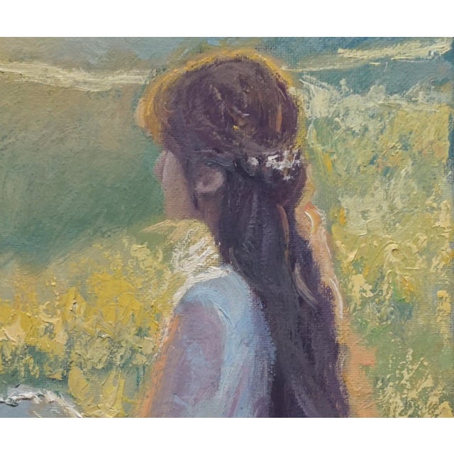 Impressionist Sean Wu Original Oil Painting, Girl and Her Horse For Sale - Image 3 of 5