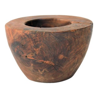 Vintage Handmade Wood Mortar Bowl For Sale