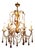 French Gilt Tolewear Chandelier with Amber Crystal Teardrops, 1910 For Sale