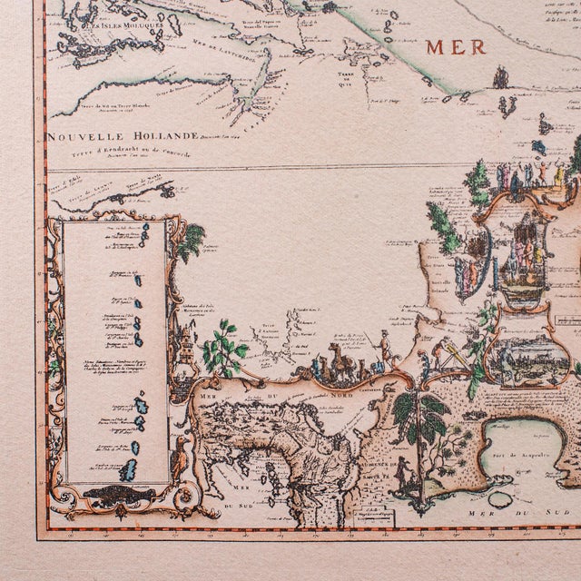 Glass Vintage Voyage Map, French, After Henri Chatelain, Americas, Framed Cartography For Sale - Image 7 of 12