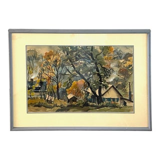 Ruth VanSickle Ford Watercolor Autumn Landscape For Sale